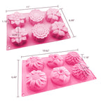 OBSGUMU 3 Pack Silicone Soap Molds, 6 Cavities Flower Making Mold, Included Rectangle Shape Supplies, Perfect for Handmade Soaps, Homemade Chocolate