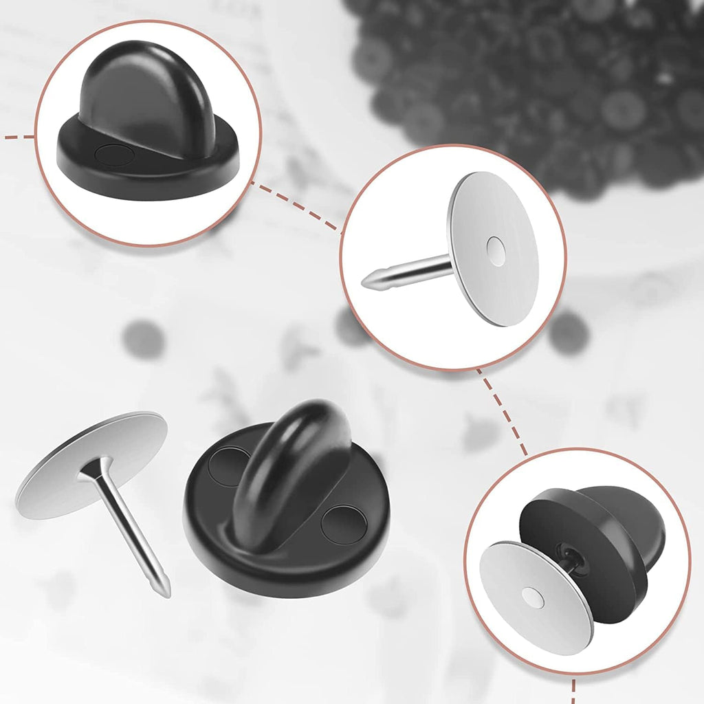JANYUN 40 Pairs Rubber Blank Pin Backs Butterfly Clutch Backings Holder Tie Tacks Keepers Replacement with 9mm Length 10mm Width Lapel Enamel Pins for Craft Making