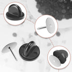 JANYUN 40 Pairs Rubber Blank Pin Backs Butterfly Clutch Backings Holder Tie Tacks Keepers Replacement with 9mm Length 10mm Width Lapel Enamel Pins for Craft Making