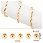 3mm 14K Gold Spacer Beads, 300pcs Mini Smooth Round Beads Seamless Ball Beads Small Brass Loose Beads Metal Beads for Summer Hawaii Layered Necklace Bracelet Jewelry Making