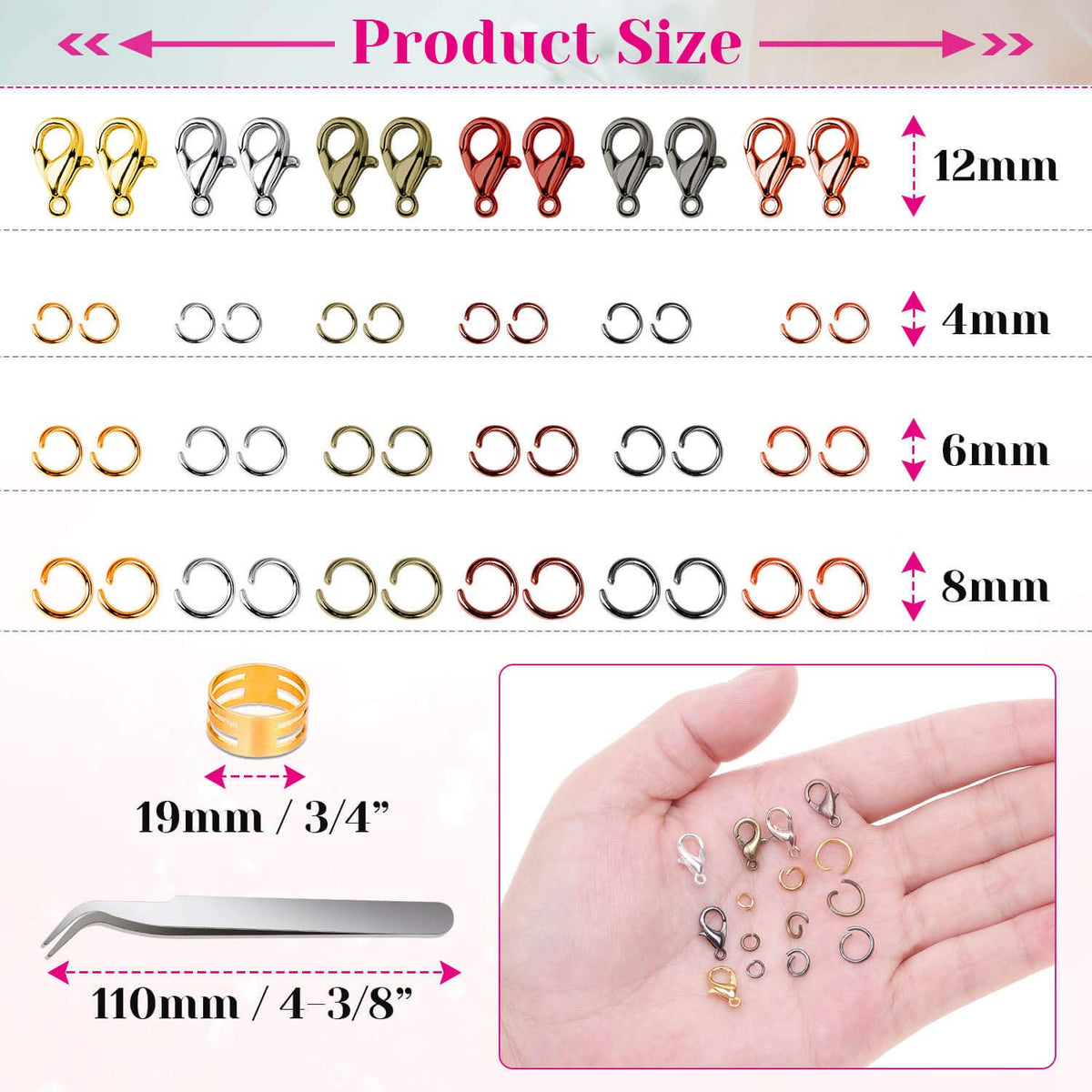 Jump Rings,   2340Pcs Open Jump Rings and Lobster Clasps Jewelry Making Supplies Kit for Necklace and Jewelry Repair
