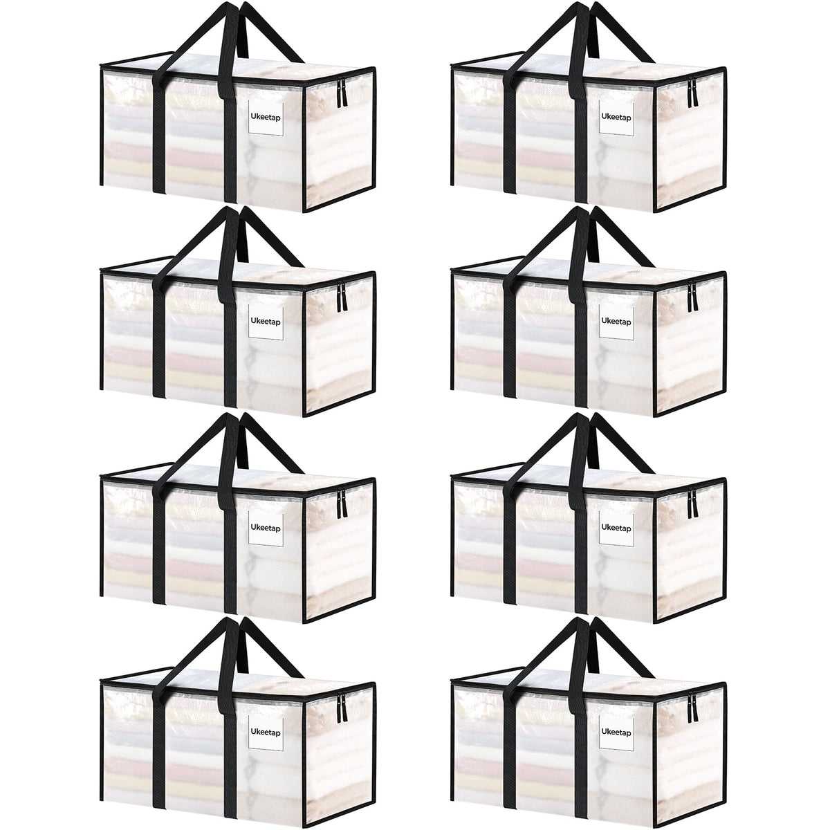 8-Pack Heavy-Duty Moving & Storage Bags — Clear