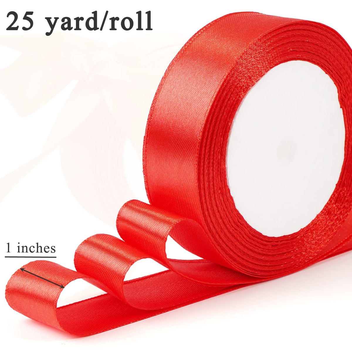 12 Rolls 300 Yards 1 Inch Satin Ribbon Assorted Colors - 25 Yards/Roll, Ribbon for Gift Wrapping Girl Hair Bow, Ribbons for Crafts Party Wedding Decor