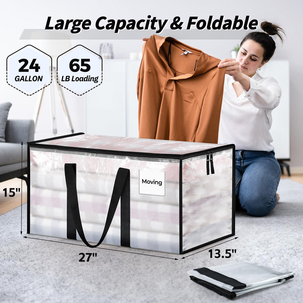 8-Pack Heavy-Duty Moving & Storage Bags — Clear