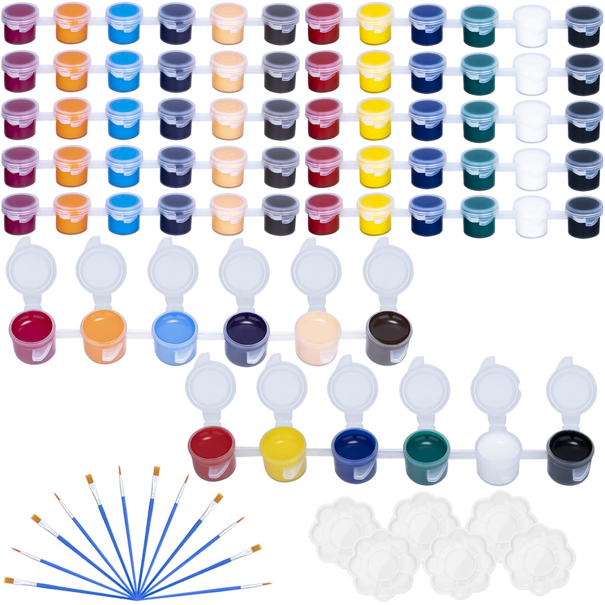 Washable Paint Set for Kids Arts and Crafts, 90PCS Classroom Painting Supplies, 6 Acrylic Paint Sets of 12 Colors, Mixing Palette, Brushes