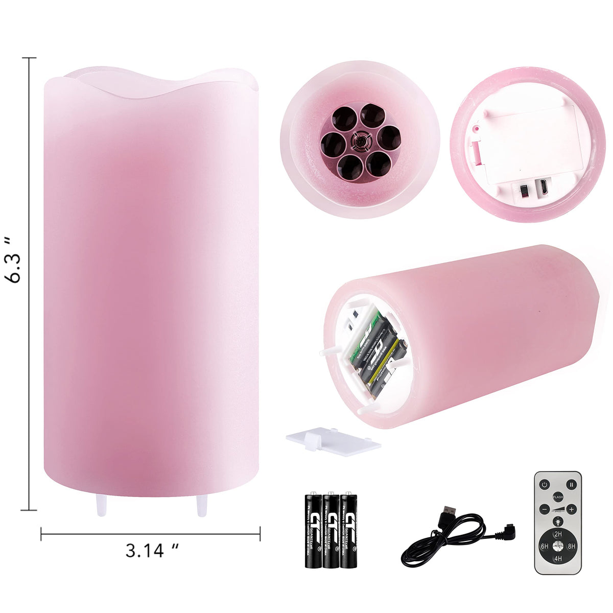 XingsLight Valentines Day Flameless Candles Romantic Pink Heart Projector Lights Battery Operated Night Light with Remote and Timer, LED Candle Home Decorations