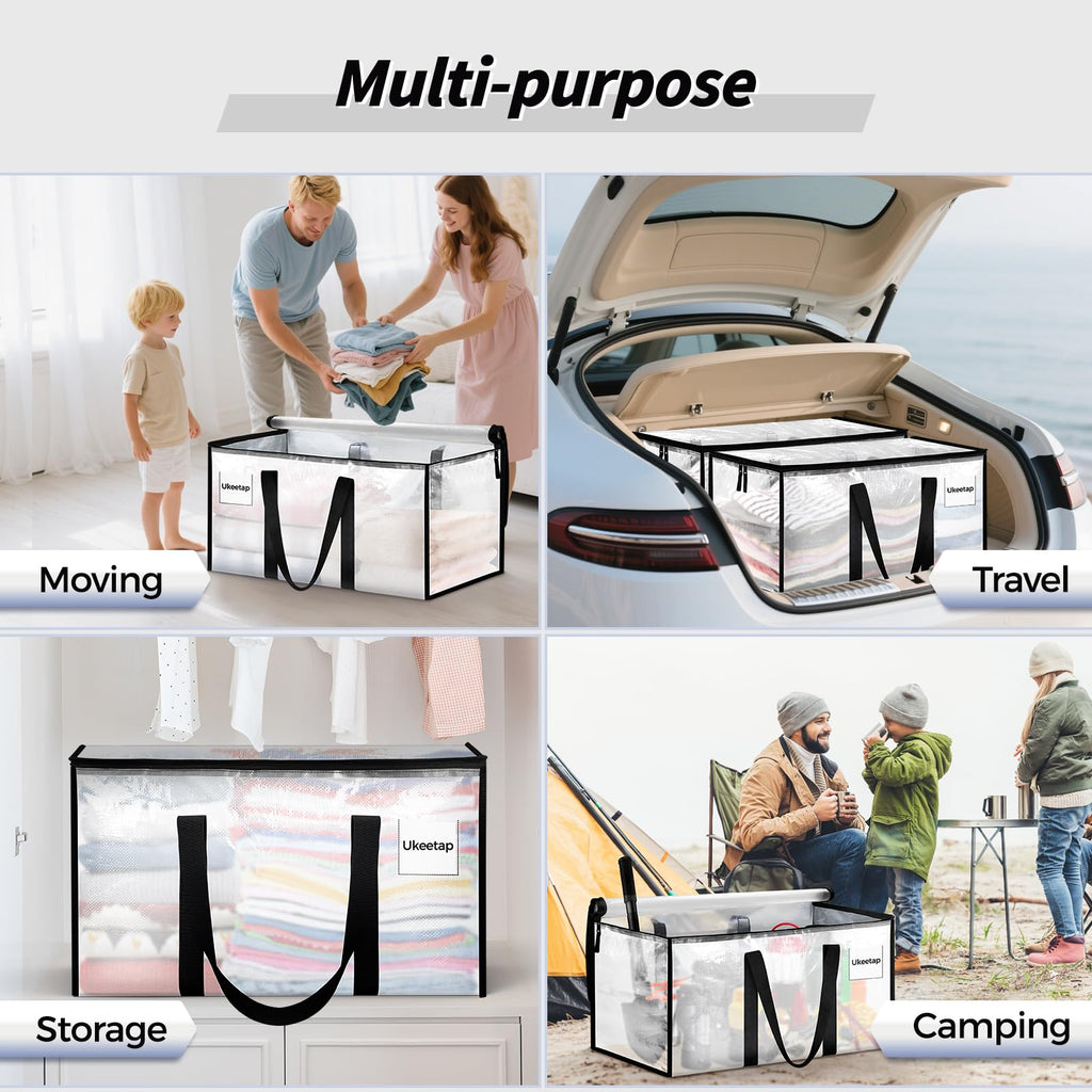 8-Pack Heavy-Duty Moving & Storage Bags — Clear