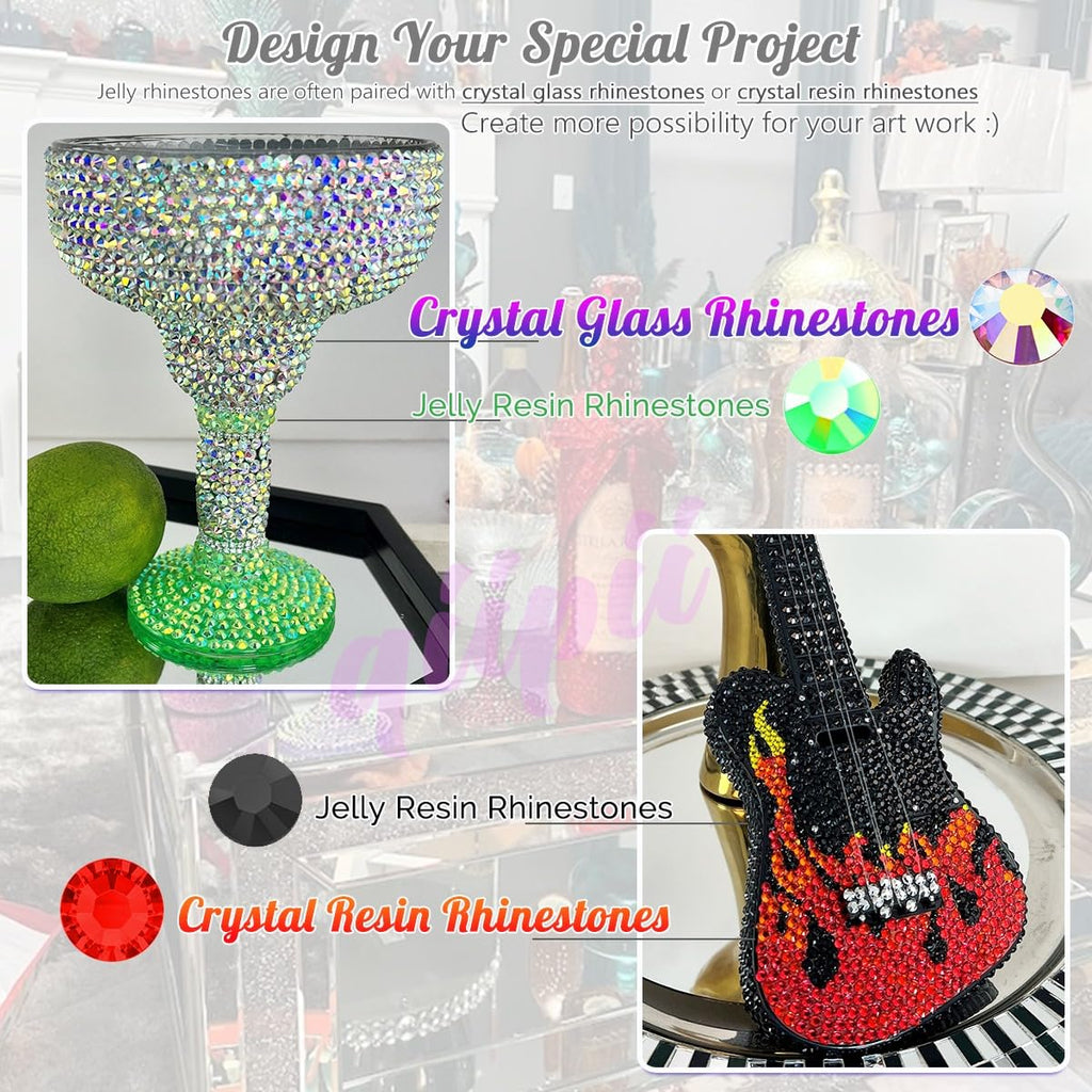 qiipii Pure Black Resin Flatback Rhinestones for Crafting 2mm 3mm 4mm 5mm 6mm Flatback Jelly Stones Solid Black Gems Diamonds for Face Eyes Makeup Tumblers Mugs Bottles DIY Crafts Clothes Shoes Phones