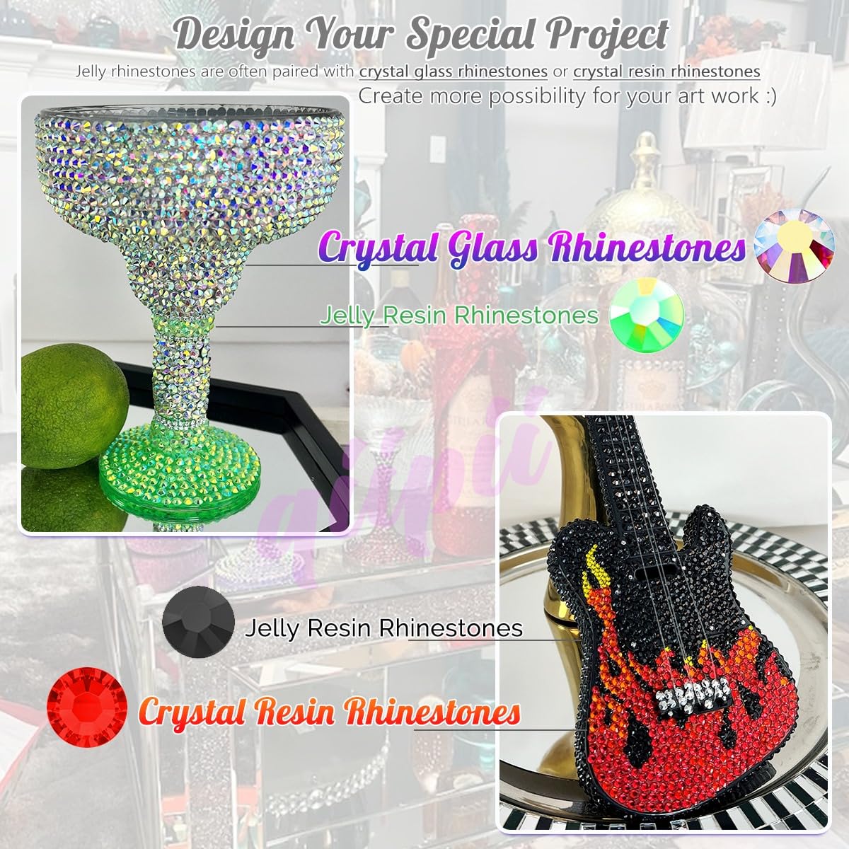 qiipii Pure Black Resin Flatback Rhinestones for Crafting 2mm 3mm 4mm 5mm 6mm Flatback Jelly Stones Solid Black Gems Diamonds for Face Eyes Makeup Tumblers Mugs Bottles DIY Crafts Clothes Shoes Phones