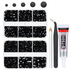 qiipii Pure Black Resin Flatback Rhinestones for Crafting 2mm 3mm 4mm 5mm 6mm Flatback Jelly Stones Solid Black Gems Diamonds for Face Eyes Makeup Tumblers Mugs Bottles DIY Crafts Clothes Shoes Phones