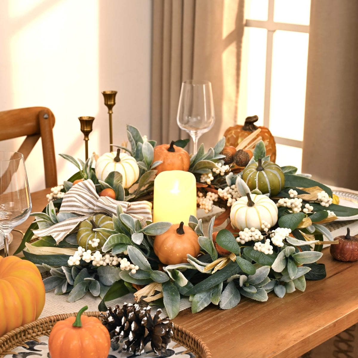22'' Fall Wreaths for Front Door, Fall Decorations for Home Autumn Wreath