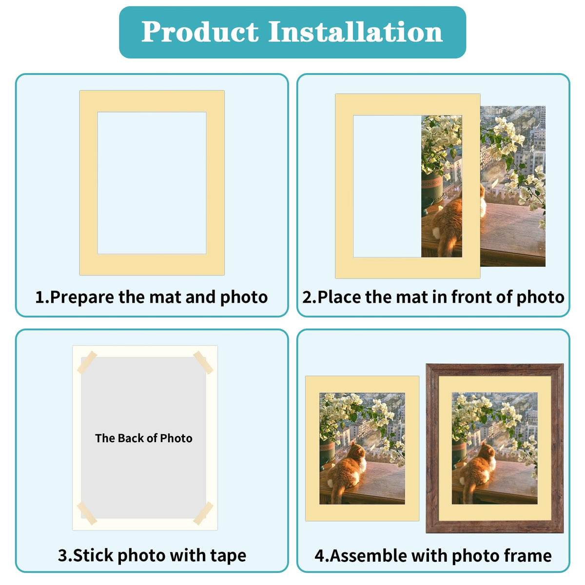 ZBEIVAN 12 Packs Mixed Colors 11x14 Picture Frame Mats for 8.5x11 Photos, Artworks and Prints, White Core Bevel Cut Frame Mattes
