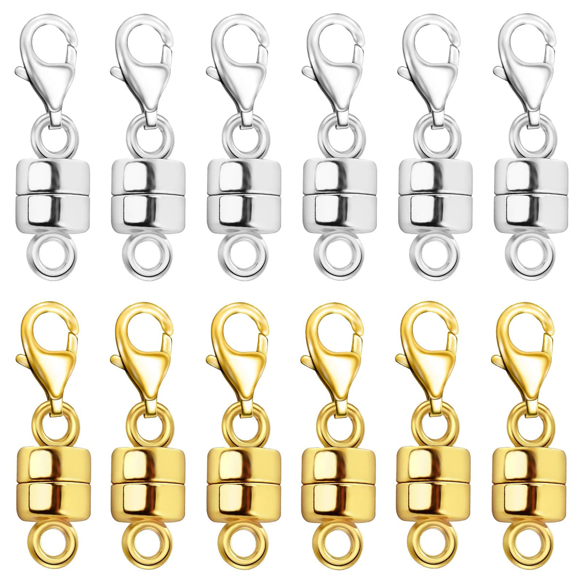 OHINGLT Magnetic Necklace Clasp Extra Strong, Gold and Silver Plated Magnet Jewelry Clasps Converters, Bracelet Extender for Women Seniors