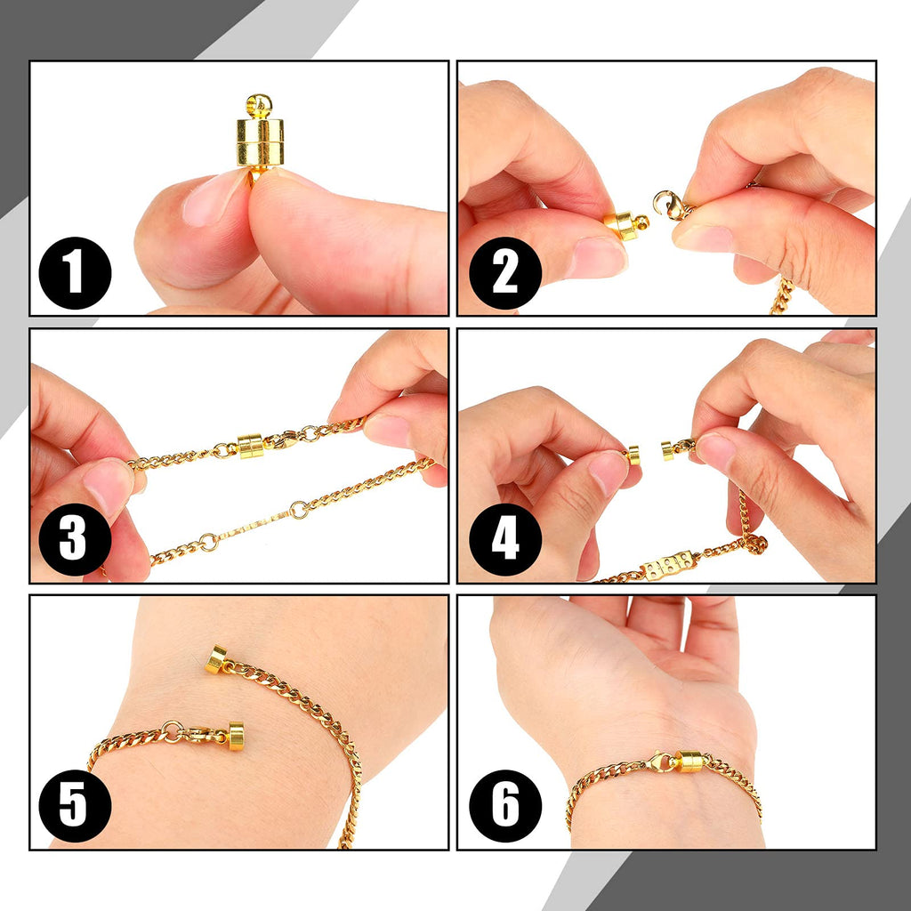 24 Pairs Magnetic Necklace Bracelet Clasps Magnet Converter Jewelry Extenders Locking Clasps for Bracelet Necklace Making(Gold, Silver)
