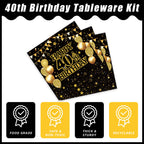 Kepeel 96Pcs 40th Birthday Party Tableware Set, Back in 1984 Birthday Party Decorations Supplies for Men Women Cheers to 40 Years Birthday Party Dessert Plates Napkins Forks Favors, Serve 24