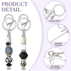 Tondiamo 24 Pcs Beadable Keychain Bars Bulk Beads for Keychain Making Kit Gifts for Women Men DIY Crafts(Silver)