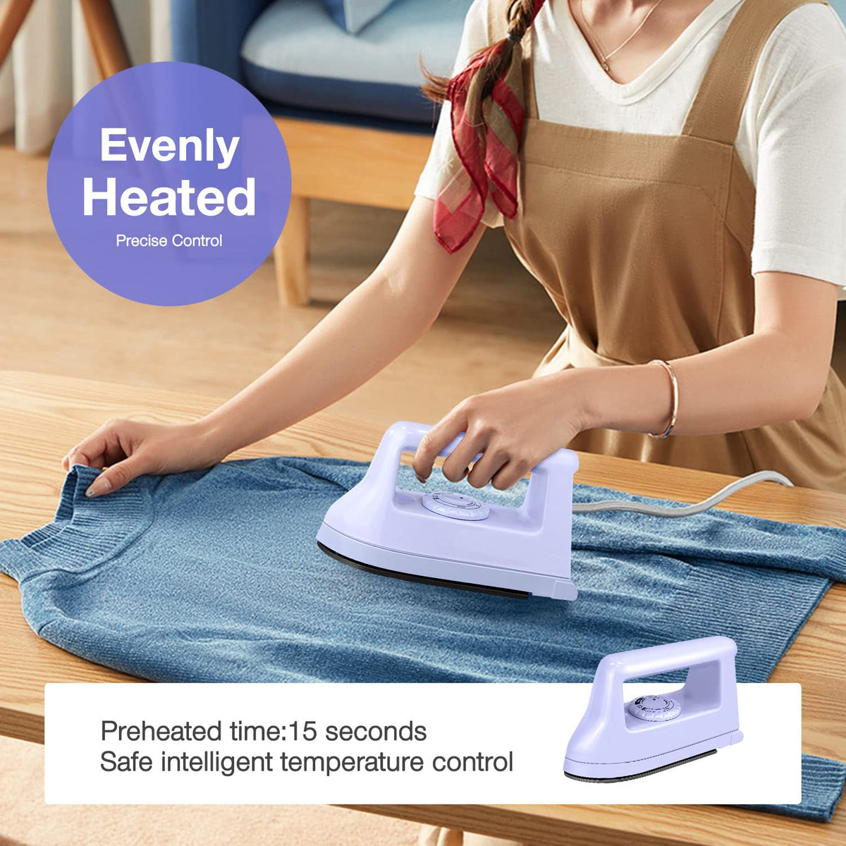 Mini Crafts Iron Handy Heat Press Machine Kit Portable with PVC Doormat for Heat Transfer, Charging Base Accessories for DIY T-Shirt Shoe Bag Vinyl Projects