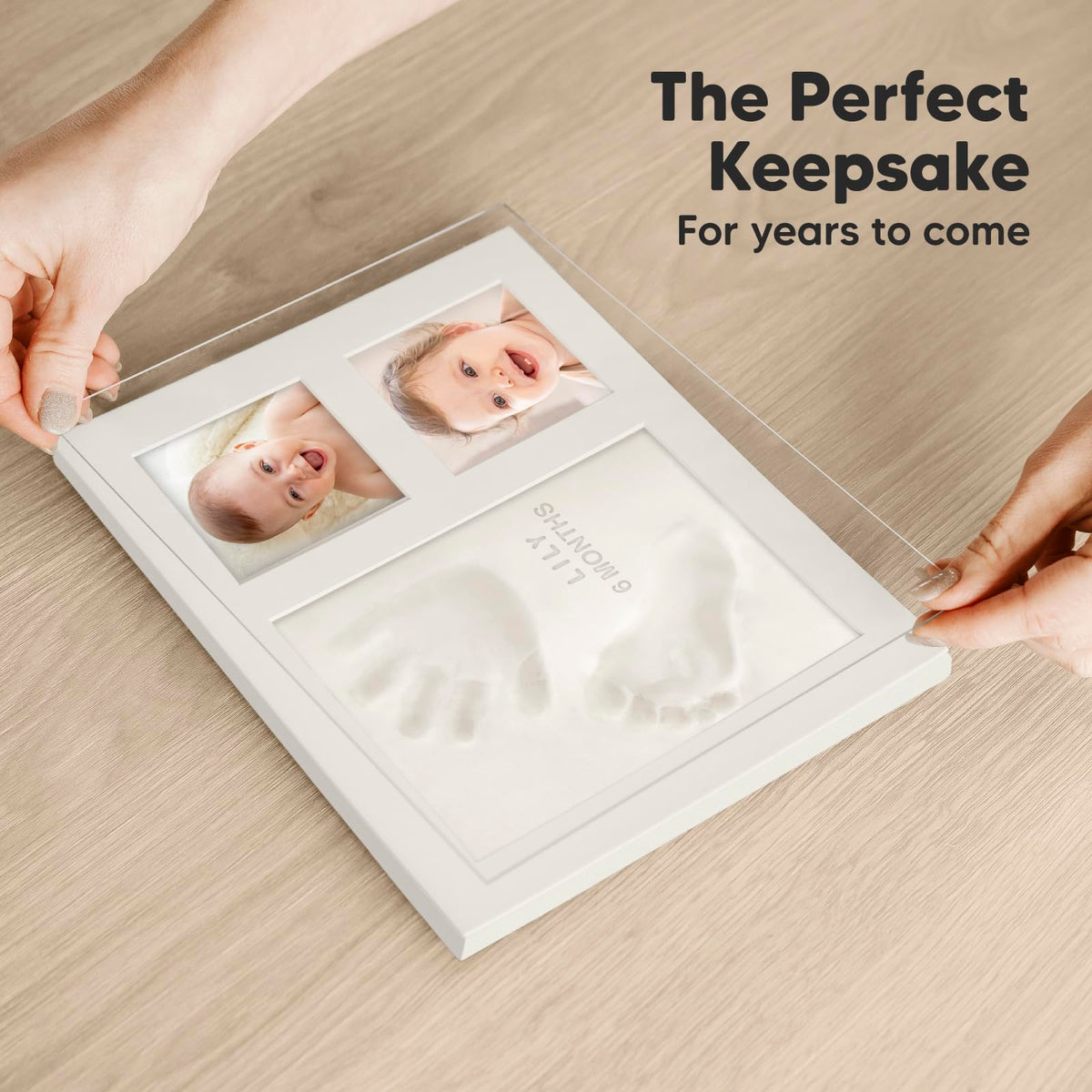 Baby Hand and Footprint Kit - Quick Dry Clay Baby Footprint Kit, Newborn Keepsake, Nursery Picture Frame for Boys, Girls, Personalized Gifts for Shower & Registry, New Mom Gift (Alpine White)