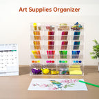 BEYGORM Acrylic Vertical Marker Organizer for 250 Markers with 21 Compartments, Clear Angled Pen & Pencil Holder, Large Desk Stationery & Art Supply Storage for Office & School (13 x 12.5 x 4 Inch)
