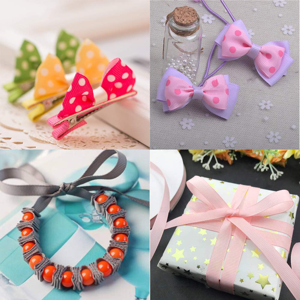 100 Yards Solid Grosgrain Ribbon, 3/8" X 5 Yard/Roll, 20 Colors Rainbow Multicolor Fabric Ribbons Roll Perfect for Crafts Gifts Wrapping Flower Bouquet Hair Bows & Other Projects