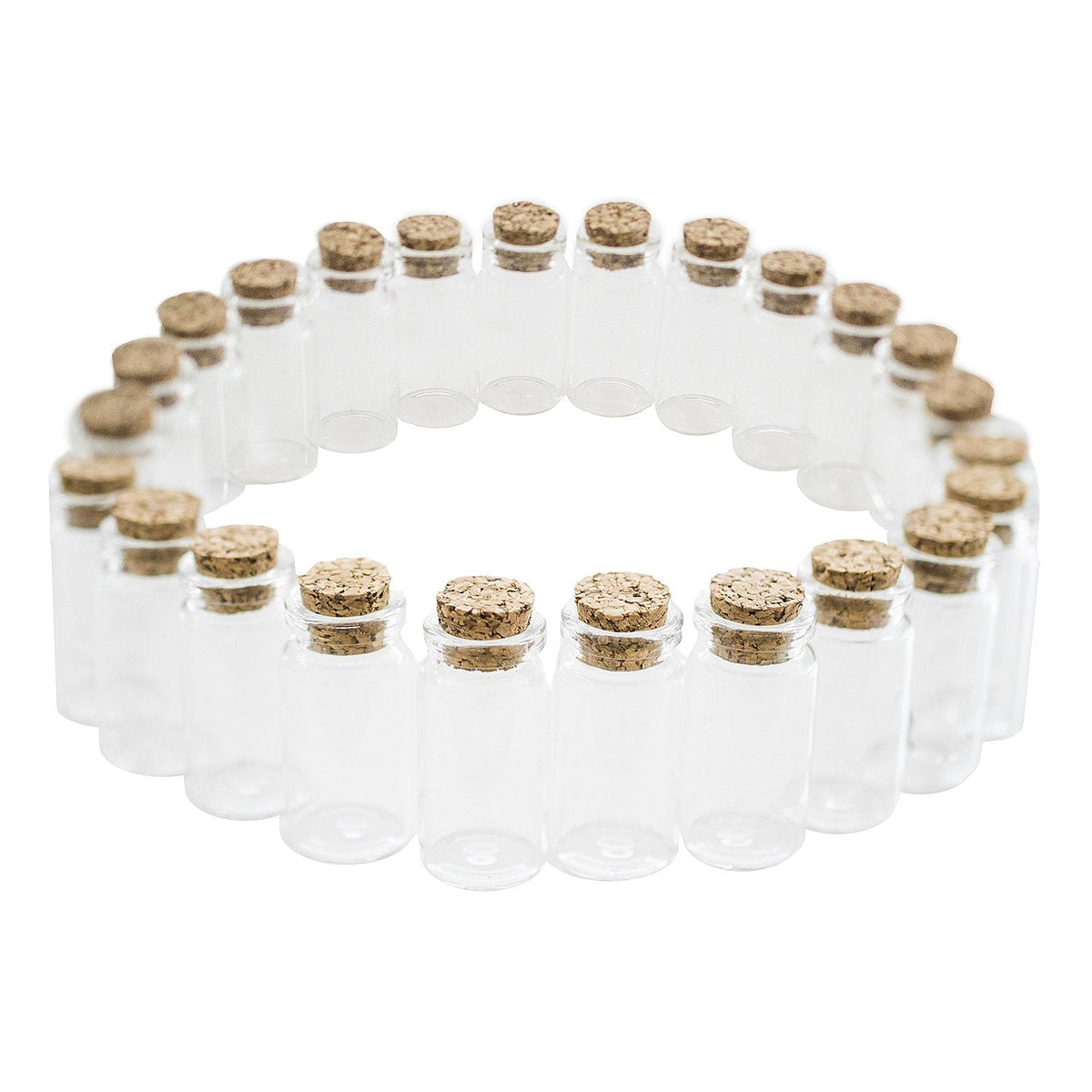 Mini Clear Glass Jars Bottles with Cork Stoppers for Arts & Crafts, Projects, Decoration, Party Favors - Size: 1-1/2" Tall X 3/4 Inches Diameter (24)