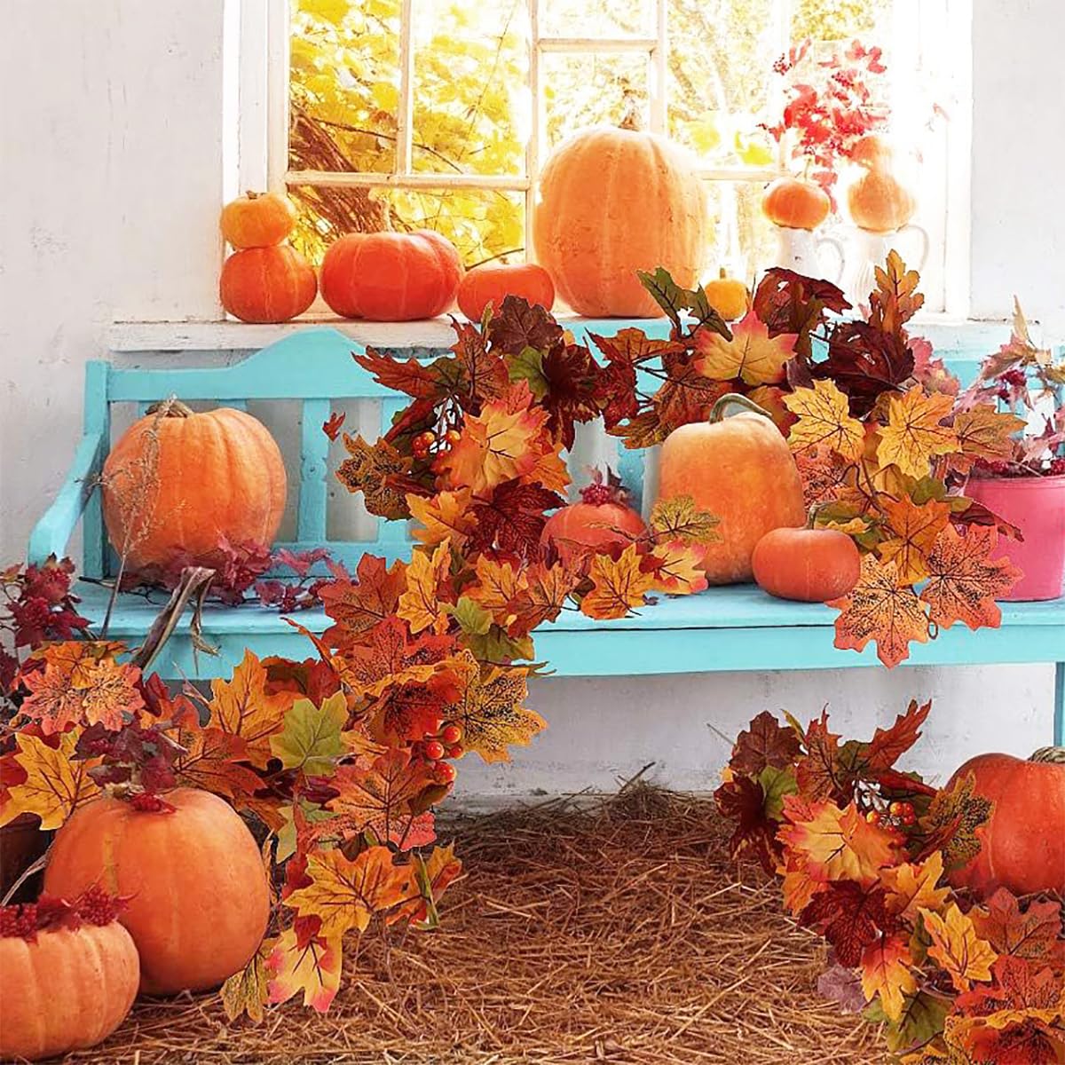 3-Pack Fall Leaf Garland for Thanksgiving Decor