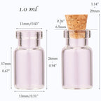 MaxMau 100pcs 1ml Small Mini Glass Bottles Jars with Cork Stoppers Tiny Vials for DIY Art Crafts Wedding Favors