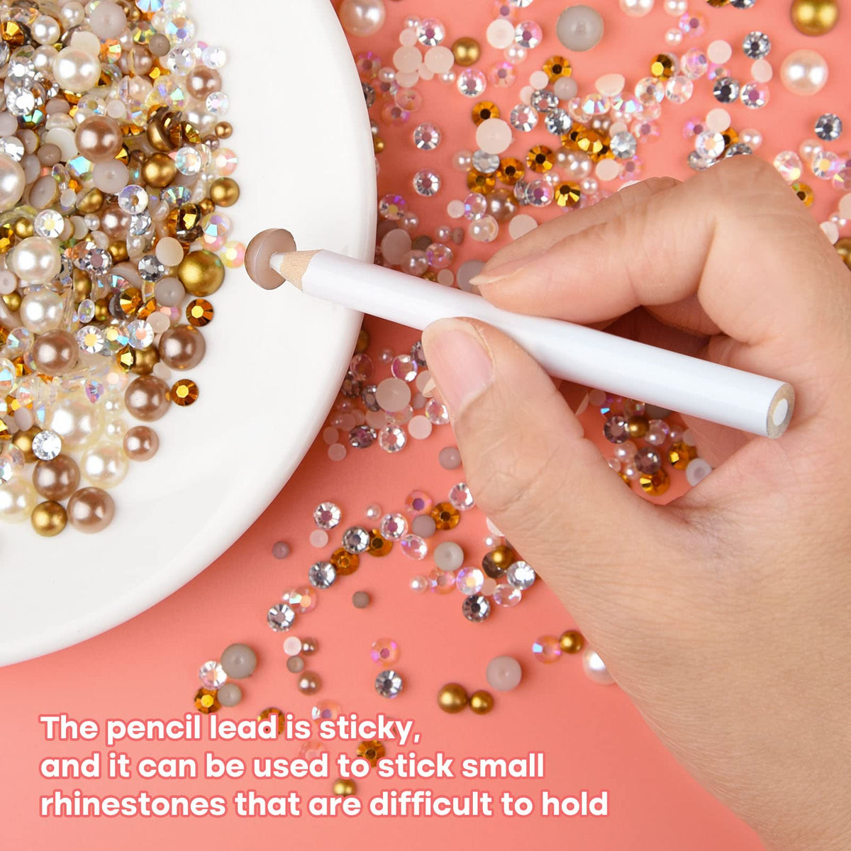 50g Mix Flatback Rhinestones Half Pearls for Craft Mixed Size 3mm-10mm Flat Back Rhinestones for Crafts Flatback Pearls for DIY Tumblers Mugs Nail Art Shoes Clothes (Champagne Gold Series)