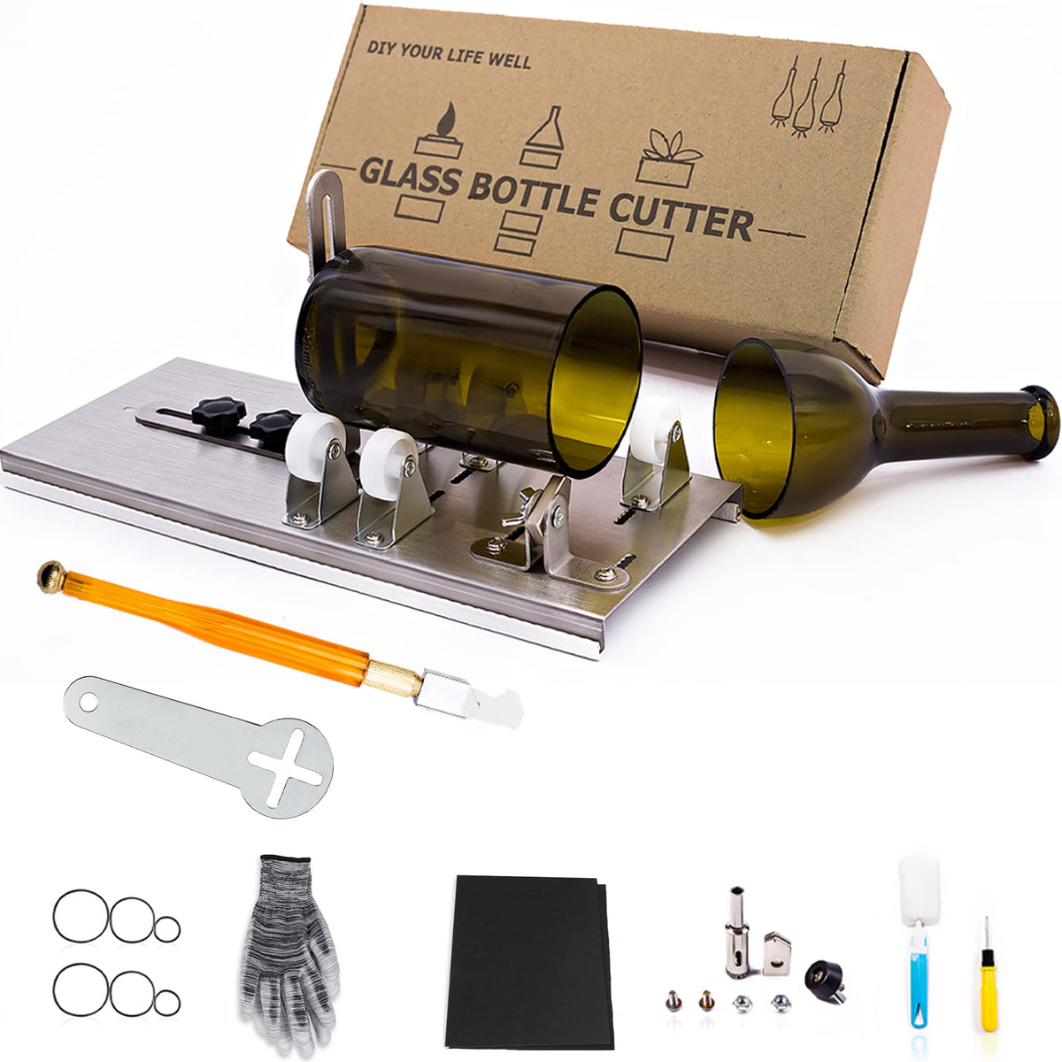 Glass Bottle Cutter, Upgraded Bottle Cutting Tool Kit, DIY Machine for Cutting Wine, Beer, Liquor, Whiskey, Alcohol, Champagne, Bottle Cutter for Round Bottle by Camdios