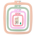 4 Pcs 4 Size Square Embroidery Hoops, ABS Plastic Embroidery Hoops Cross Stitch Hoops Embroidery Frames for Sewing, Needlework, Embroidery Projects (Size-3", 4.3", 6.5", 8.7")