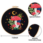 Nuberlic 3 Pack Embroidery Kit for Beginner Adults, Stamped Cross Stitch with Mushroom Patterns Include 3 Hoop, Cloth Thread Needles and Instructions
