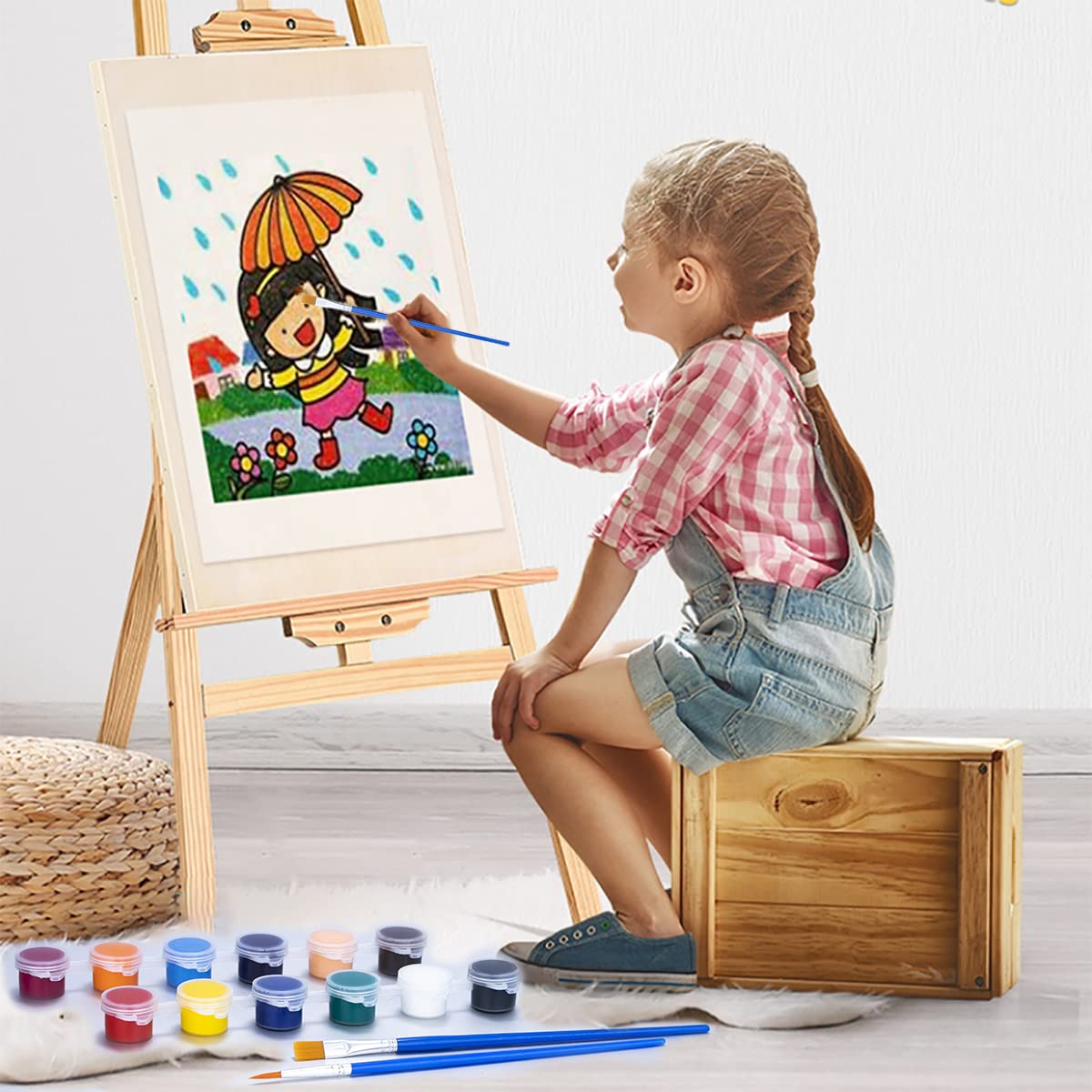 Washable Paint Set for Kids Arts and Crafts, 90PCS Classroom Painting Supplies, 6 Acrylic Paint Sets of 12 Colors, Mixing Palette, Brushes