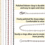 60ft Jewelry Necklace Chains 2mm Jewelry Chain Links for Making Bracelets Earrings DIY Craft Supplies Findings, 6-Colors Gold Silver Copper Plated Metal Cable Rolo Link Chain Rolls Bulk
