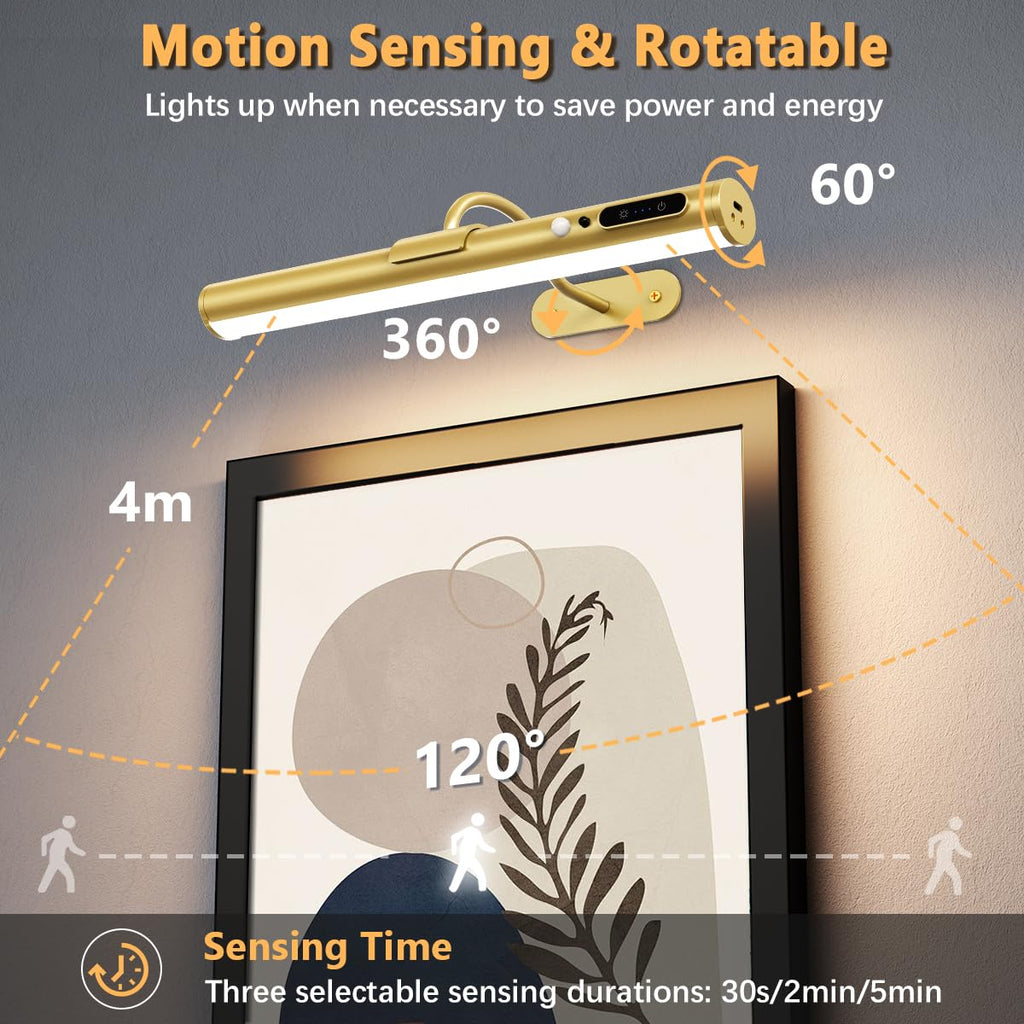Hapfish Rechargeable Motion-Sensor Picture Light — Gold