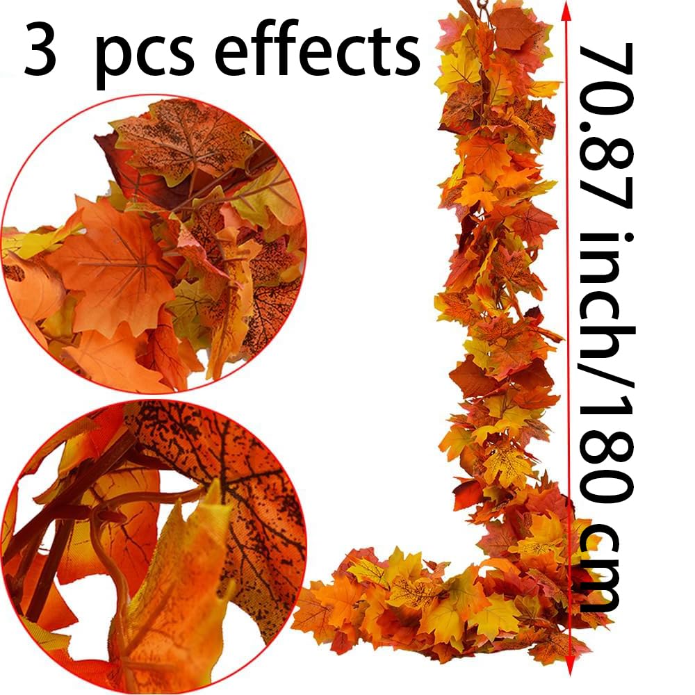 3-Pack Fall Leaf Garland for Thanksgiving Decor