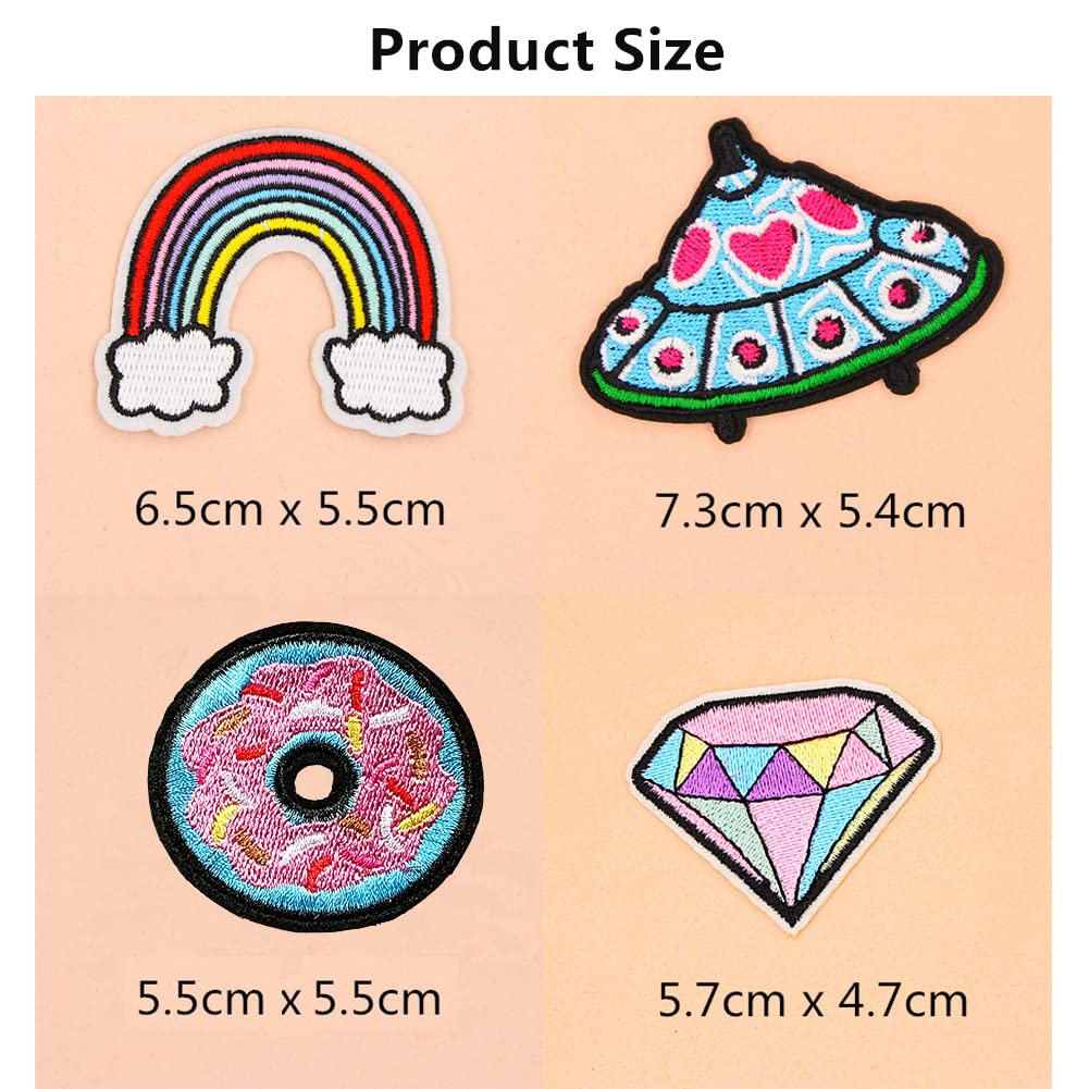 MISDONR 30pcs Girls Iron on Patches for Clothing Jackets DIY Sew Embroidered Applique Decorative Repair Patches