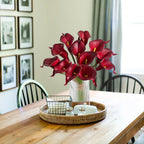 Letjolt Artificial Calla Lily Red Flowers 12Pcs for Wedding Bouquet Home Decoration Faux Calla Lilies Flower, Dark Red