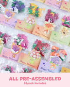 24 Pack Valentine's Flower Bouquets Building Blocks - Ideal for Kids Classroom Exchange, Party Favors, and School Gifts, Includes Greeting Cards & Variety Designs for Boys and Girls