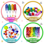 FUNZBO Arts and Crafts Supplies - Christmas Gifts for Kids, Girls, Crafts for Girls 4, 5, 6, 7, 8, 9 Years Old with Glitter Glue Stick, Pipe Cleaners Craft & Craft Tools, School Learning Activities