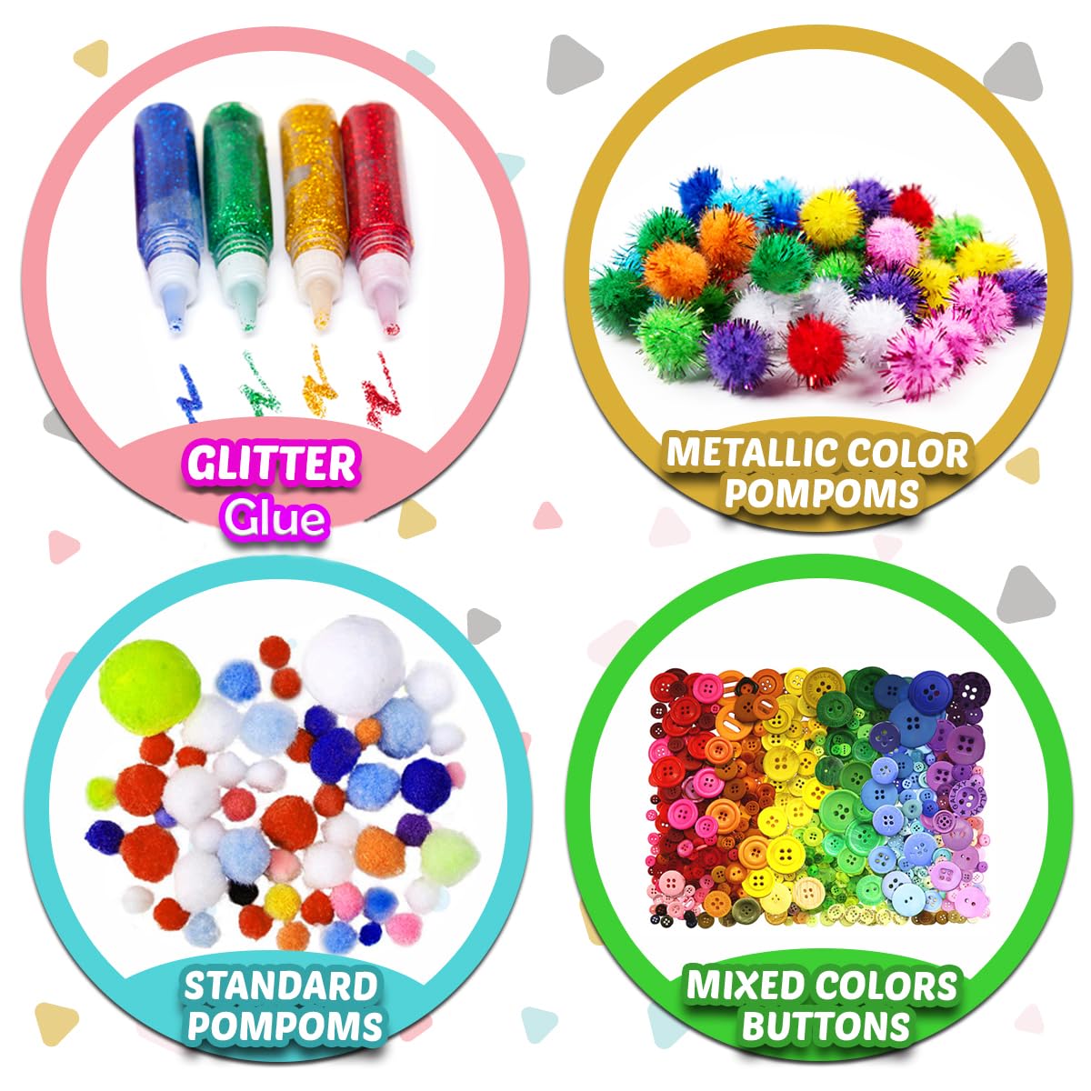FUNZBO Arts and Crafts Supplies - Christmas Gifts for Kids, Girls, Crafts for Girls 4, 5, 6, 7, 8, 9 Years Old with Glitter Glue Stick, Pipe Cleaners Craft & Craft Tools, School Learning Activities