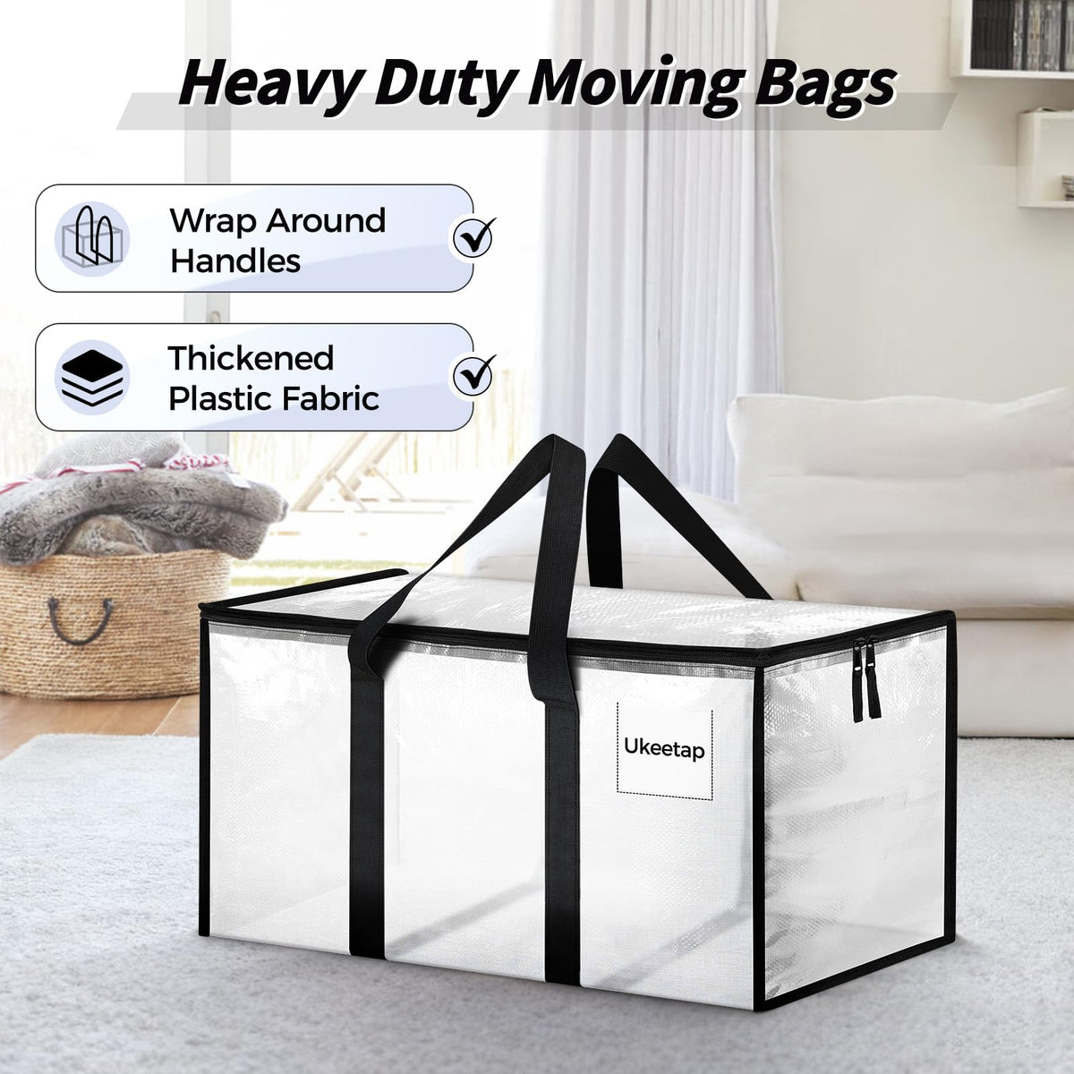 8-Pack Heavy-Duty Moving & Storage Bags — Clear