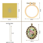 4 Packs Embroidery Necklace Kits, Embroidery Pendant Kit Mini Cross Stitch Kit with 4 Hoops, Necklace, Pendant, Stamped Pattern Cloth, Instructions, etc., Embroidery Kits for Adults
