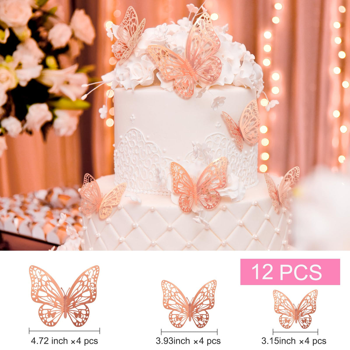 Rose Gold Happy Birthday Party Decorations for Women Girls, Happy Birthday Banner for Her, Fringe Curtains, Foil Tablecloth, Confetti Balloons, Butterfly Decor for 13th 16th 18th 21st 30th 40th 50th