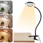 Magnifying Glass with Light 5X, 9w Clip on Light, 48 LED Desk Lamp wtih Clamp Light, 3 Modes Dimmable Magnifying LED Lamps for Bed Work Crafts Workbench