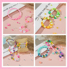 1000PCS Polymer Clay Beads Bracelet Making kit, 24 Style Cute Fun Fruit Flower Rainbow Butterfly Animal Heart Star Beads Charms for Jewelry Necklace Making Gift for Girls Kids