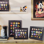 Pin Display Frame, 7x9 Shadow Box for Wall and Tabletop Mount, Pin Collection Display, Brooch Holder for Enthusiast, Black