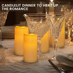 Large Outdoor Waterproof Flameless Candles with Remote Control,D3'' x H5.5'' Battery Operated Flickering LED Pillar Candle Plastic for Outdoor/Indoor Decoration Wedding, Party, Birthday (2PACK)