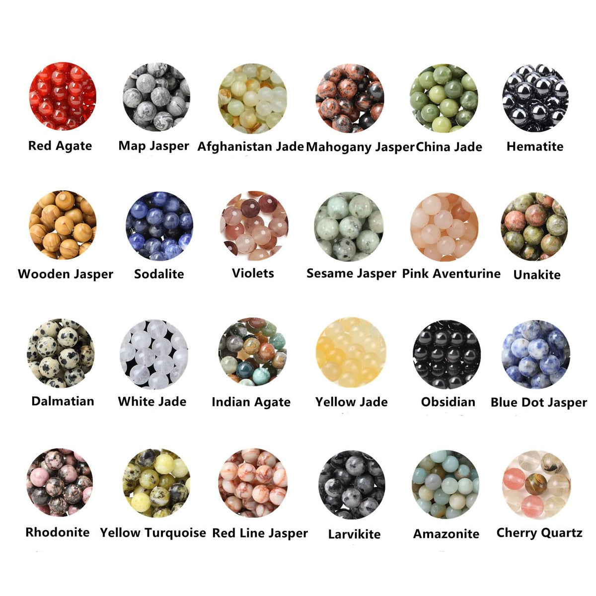720pcs Crystal Beads for Jewelry Making Bulk,Natural Stone Beads Charm Gemstone DIY for Friendship Bracelet Making Kit Supplies(6mm,24 Color A)