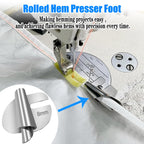 Sewing Rolled Hemmer Foot 8PCS Rolled Hem Presser Foot 3/4/5/6/7/8/9/10mm 8 Sizes Wide Rolling Hem Foot Sewing Machine Presser Feet Hemmer Home Industrial Curved Scroll Hemming Feet