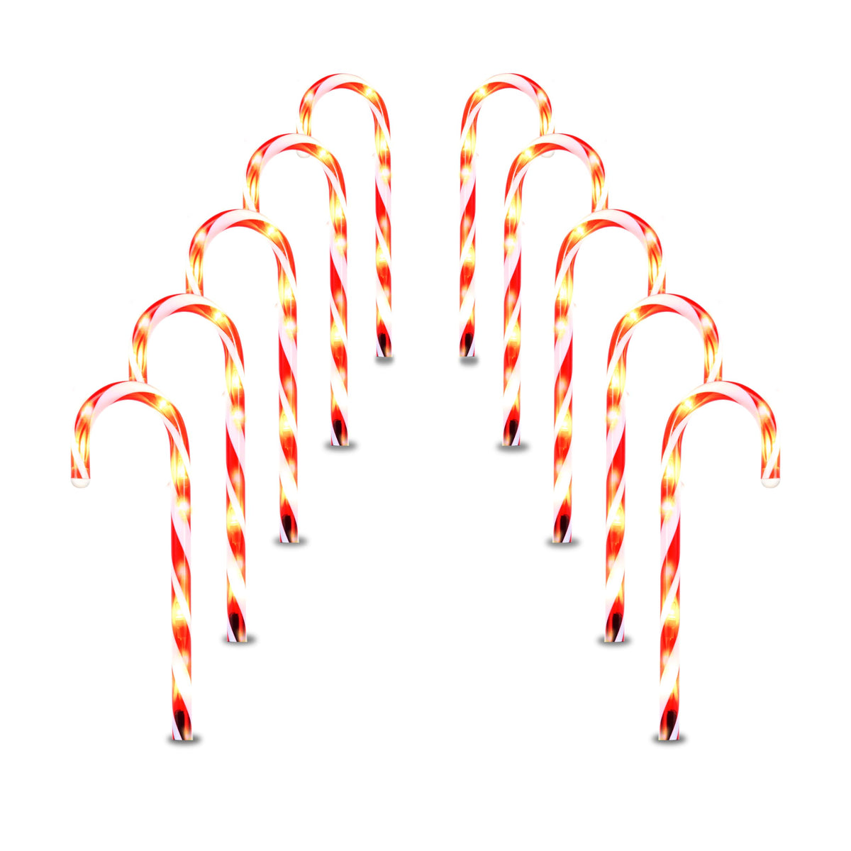 12 Pcs Christmas Candy Cane Pathway Markers Lights, 12” Stakes Lights, Outdoor Decorations for Holiday Xmas Indoor Yard Patio Garden Walkway